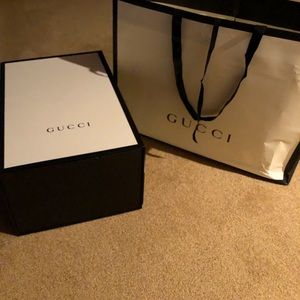 Designer Gucci shopping bag and box with tissue